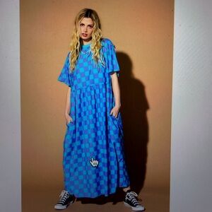 Dressed in LALA Vibrant Blue Checkered Maxi Dress